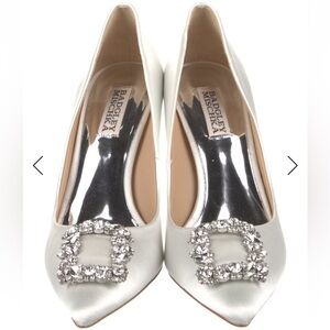 Badgley Mischka Satin Crystal Embellished Pumps